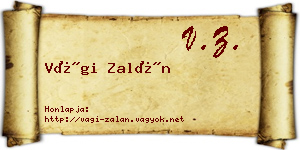 Vági Zalán névjegykártya